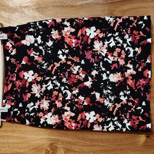 NWT Margaret M Stitch Fix Pull-On Pencil Skirt Black Pink Floral Stretchy Size S